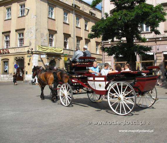 A horse-drawn cart in the Market Square in Cracow - Krakow