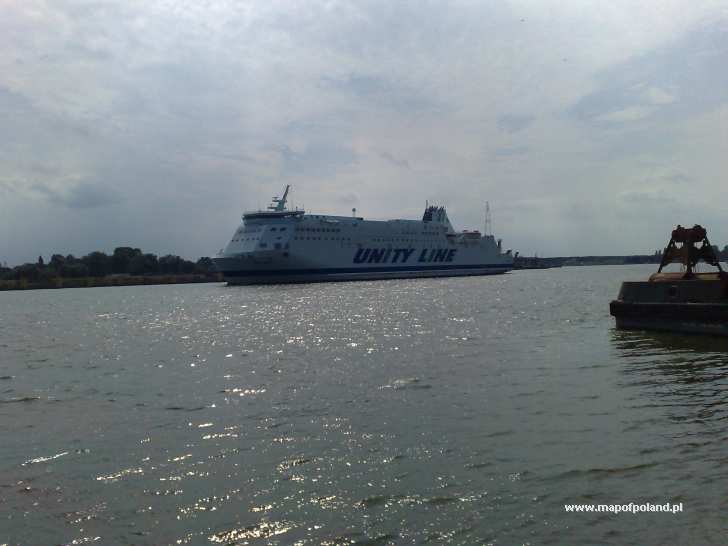 "Polonia" ferry boat leasing the harbour - Swinoujscie